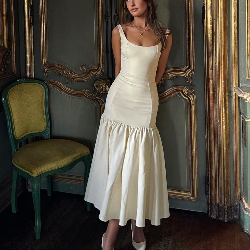 Commense Women’s Ruffle Long Cami Sleeveless Sundress Size S